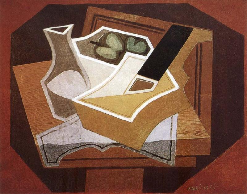Juan Gris Guitar apple and water bottle Norge oil painting art